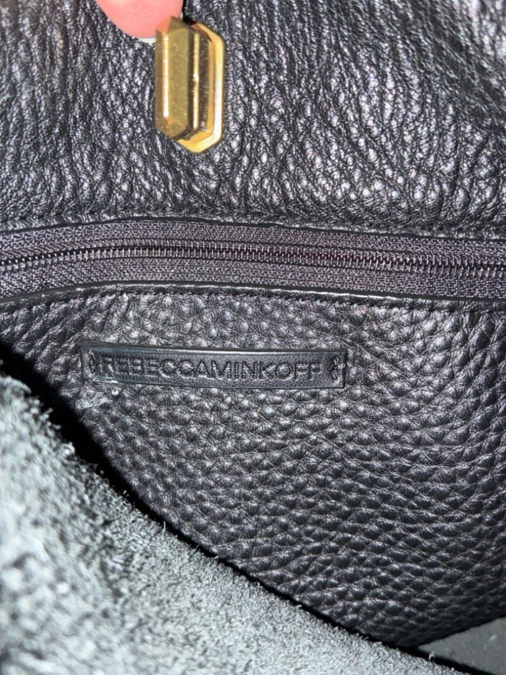 Rebecca Minkoff Black Pebbled Leather Shoulder Bag with Brass Hardware MSRP $378 - Picture 15 of 16